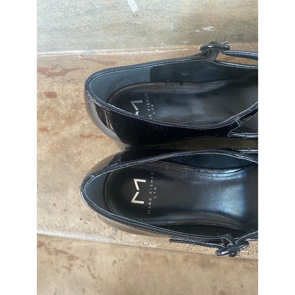 Marc Fisher black patent block heel mary jane style pump - Picture 6 of 8